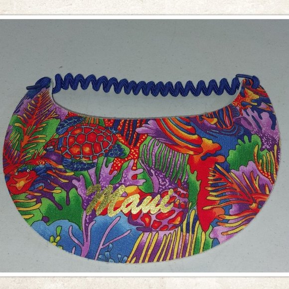 Vintage Ladies Maui Fabric Foam Soft Visor - Picture 1 of 3